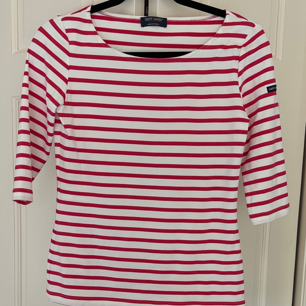 Saint James Women's Top with Red and White Stripes